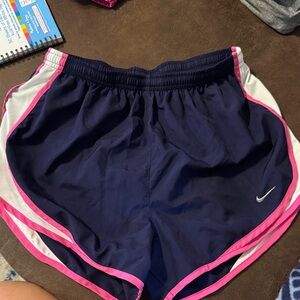 Nike Women's Blue and Pink Athletic Shorts